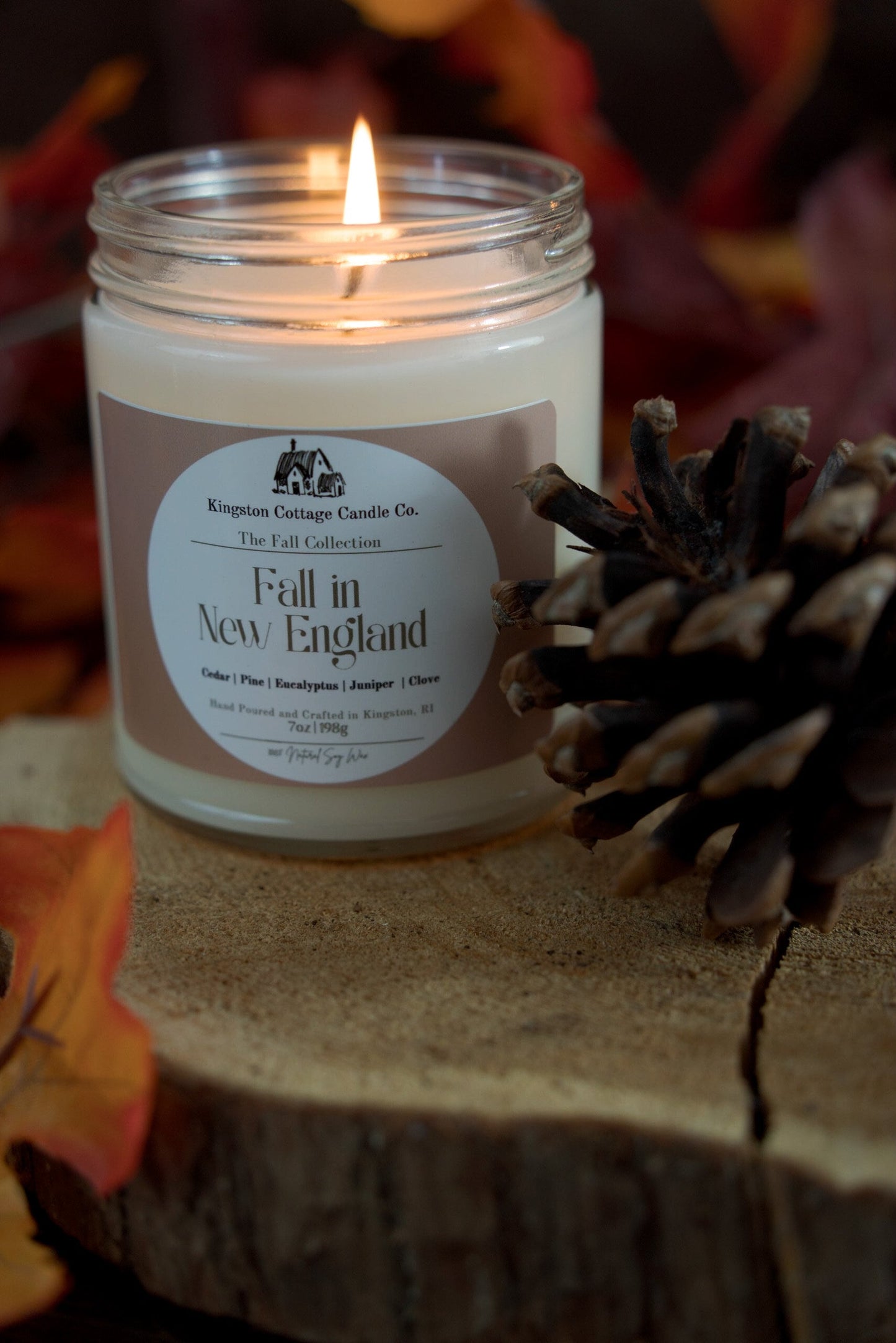 Fall in New England Candle - Handmade Scented Soy Candle, birthday, Gift For Friend Mom Dad Co-Worker, Fall, Cozy Candle, New England