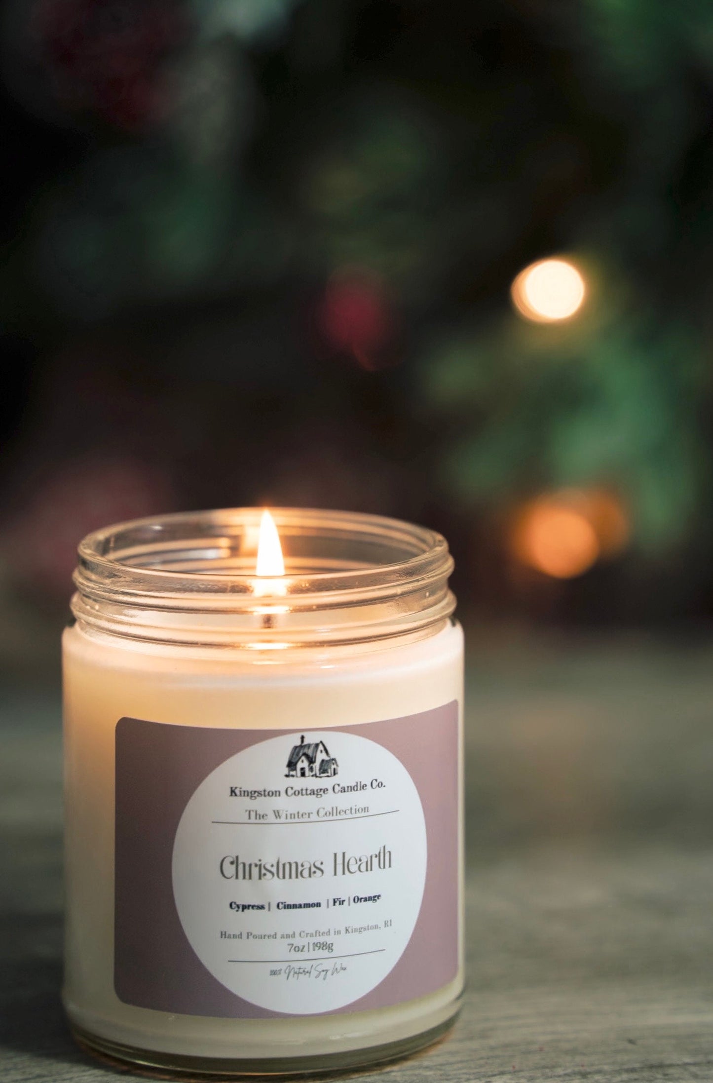 Christmas Hearth Candle- Handmade Minimalist Soy Candle, Strong Scent Throw, Christmas , Gift For Friend Wife Mom Dad Co-Worker