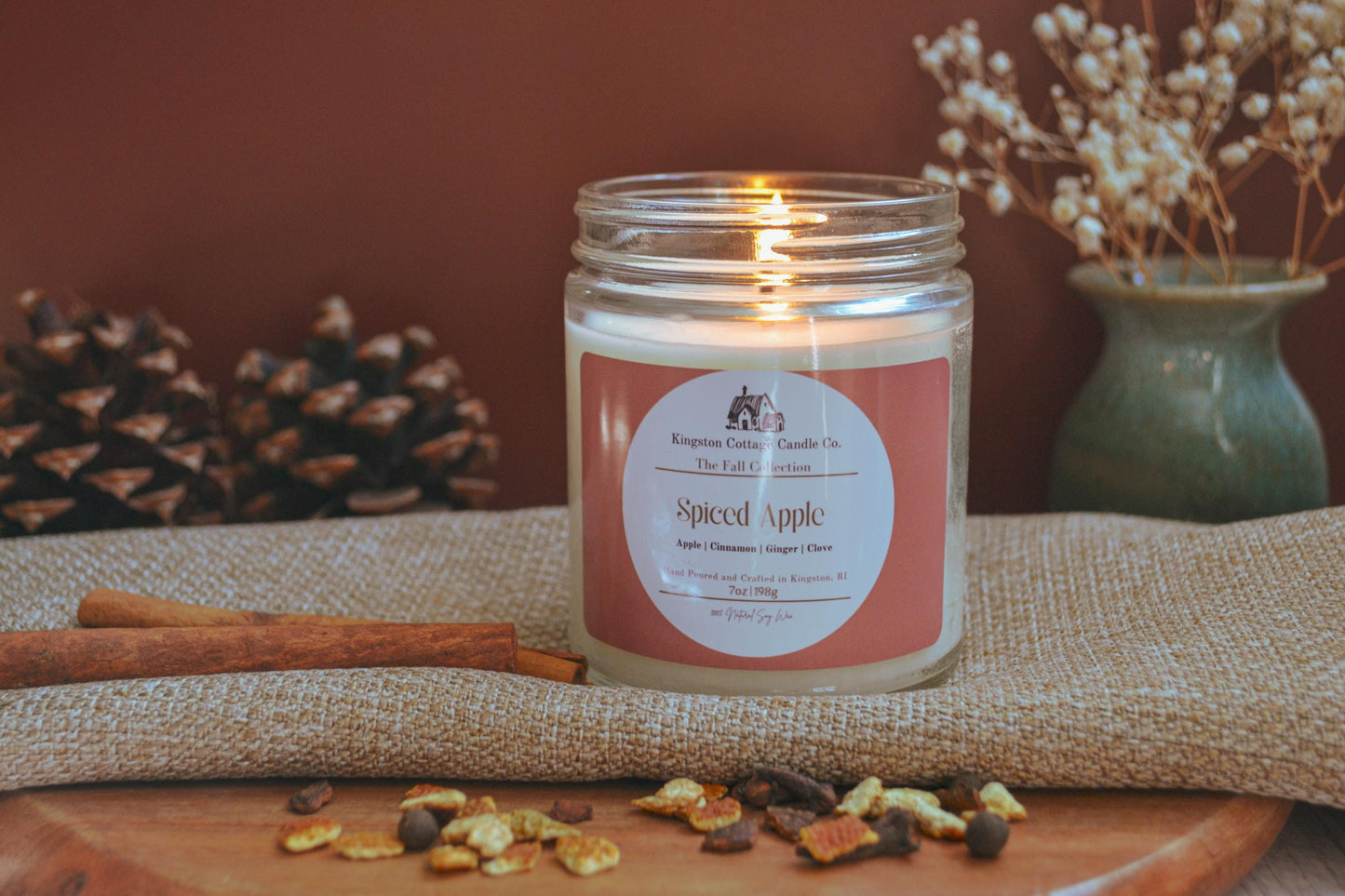 Spiced Apple Candle- Handmade Scented Minimalist Soy Candle, Strong Scent Throw, spiced Apple, Fall, Gift For Friend Mom Dad Co-Worker