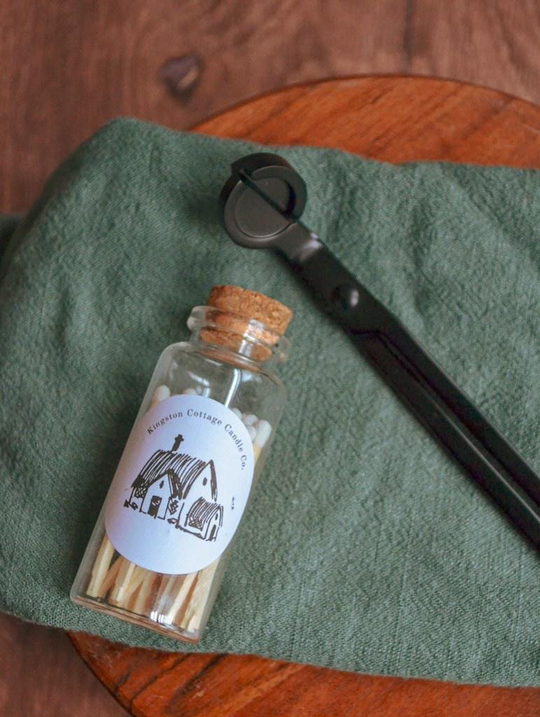 Candle Wick Trimmer and Match Jar Set | Candle Care Gift Set | Rustic Match Holder with Matches | Cozy Home Decor