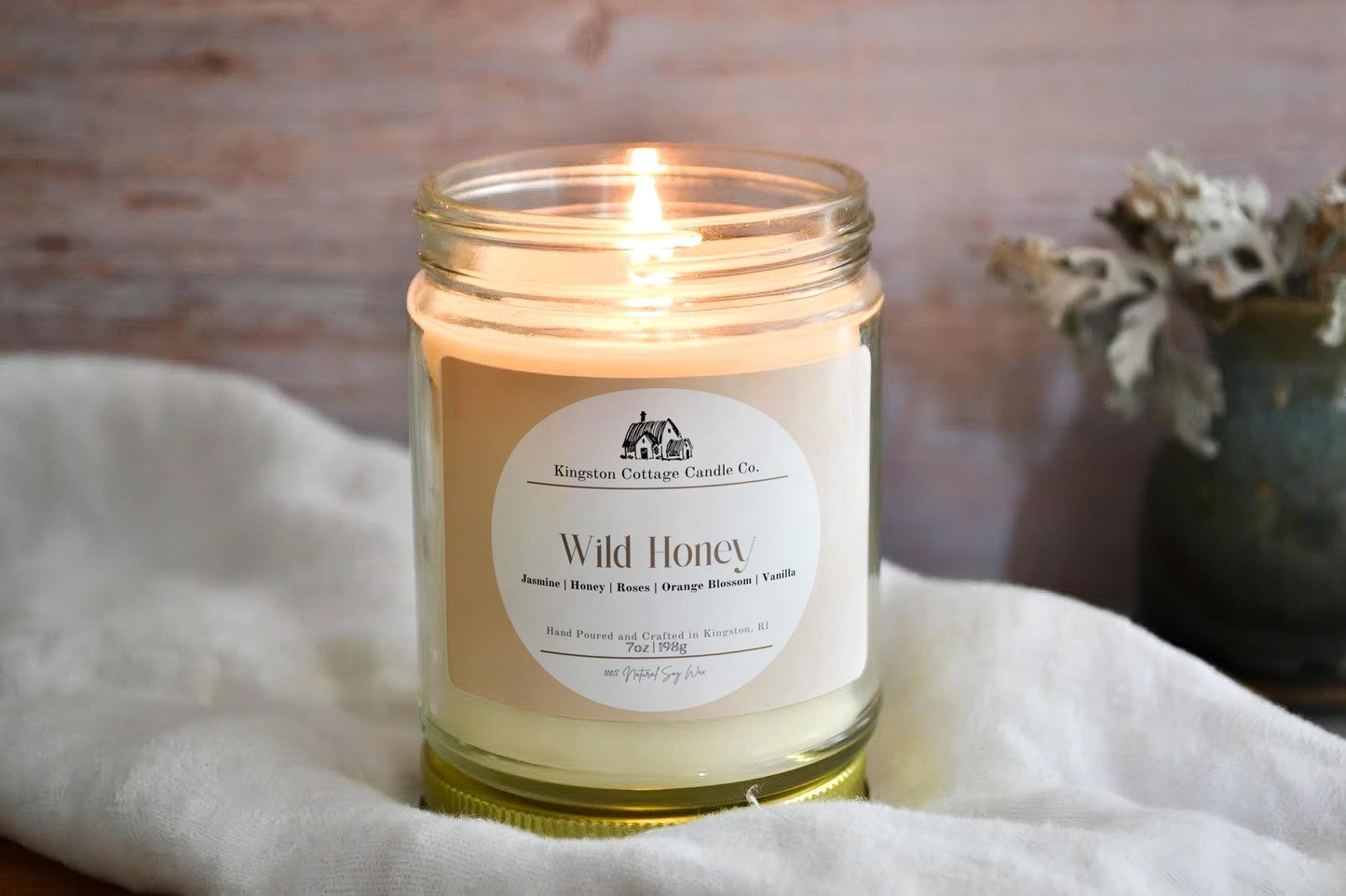 Wild Honey Candle | Honey, Jasmine, and Vanilla Scent | Hand-Poured, Clean-Burning, Non-Toxic Candle for a Cozy Home, gift for Mothers Day