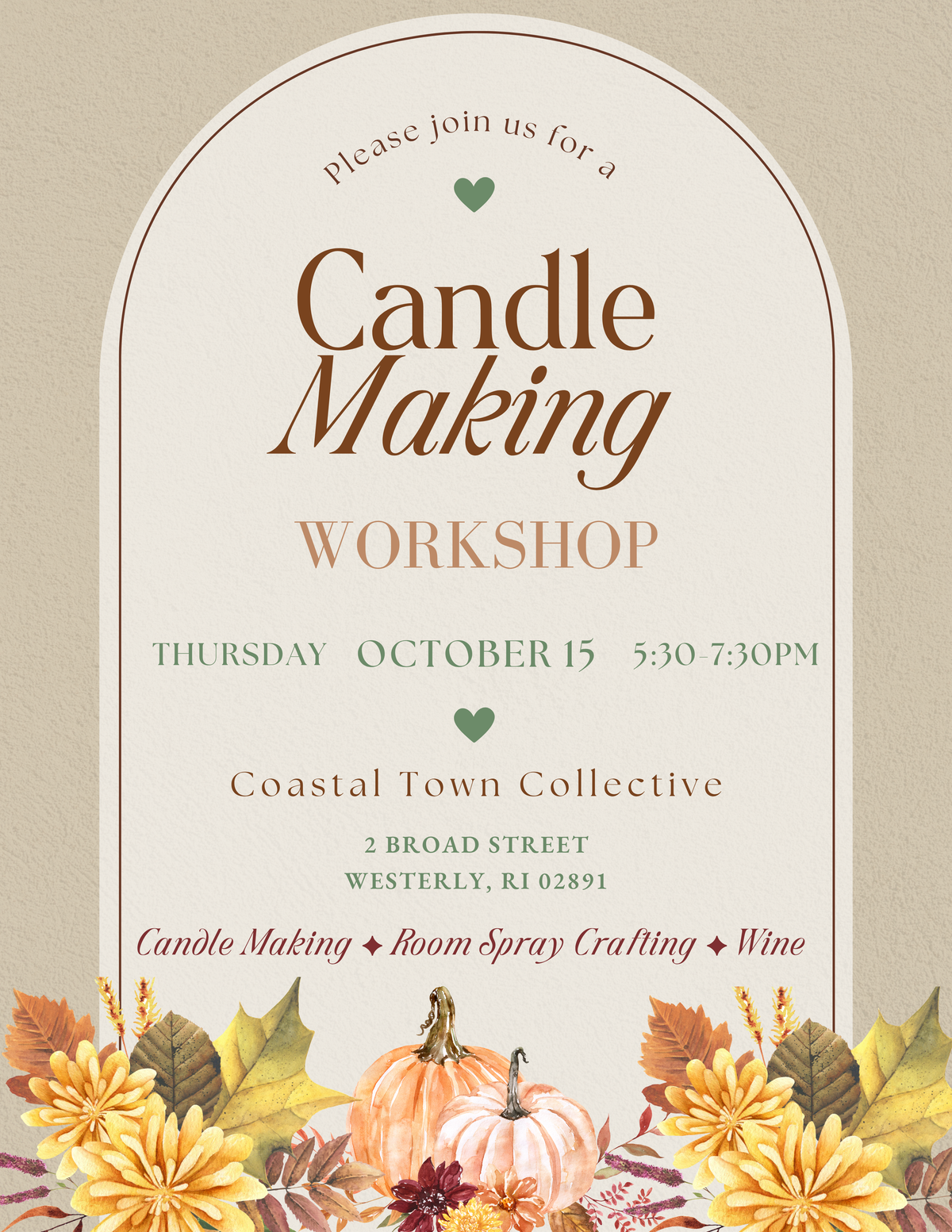 Candle Making Workshop at Coastal Town Collective