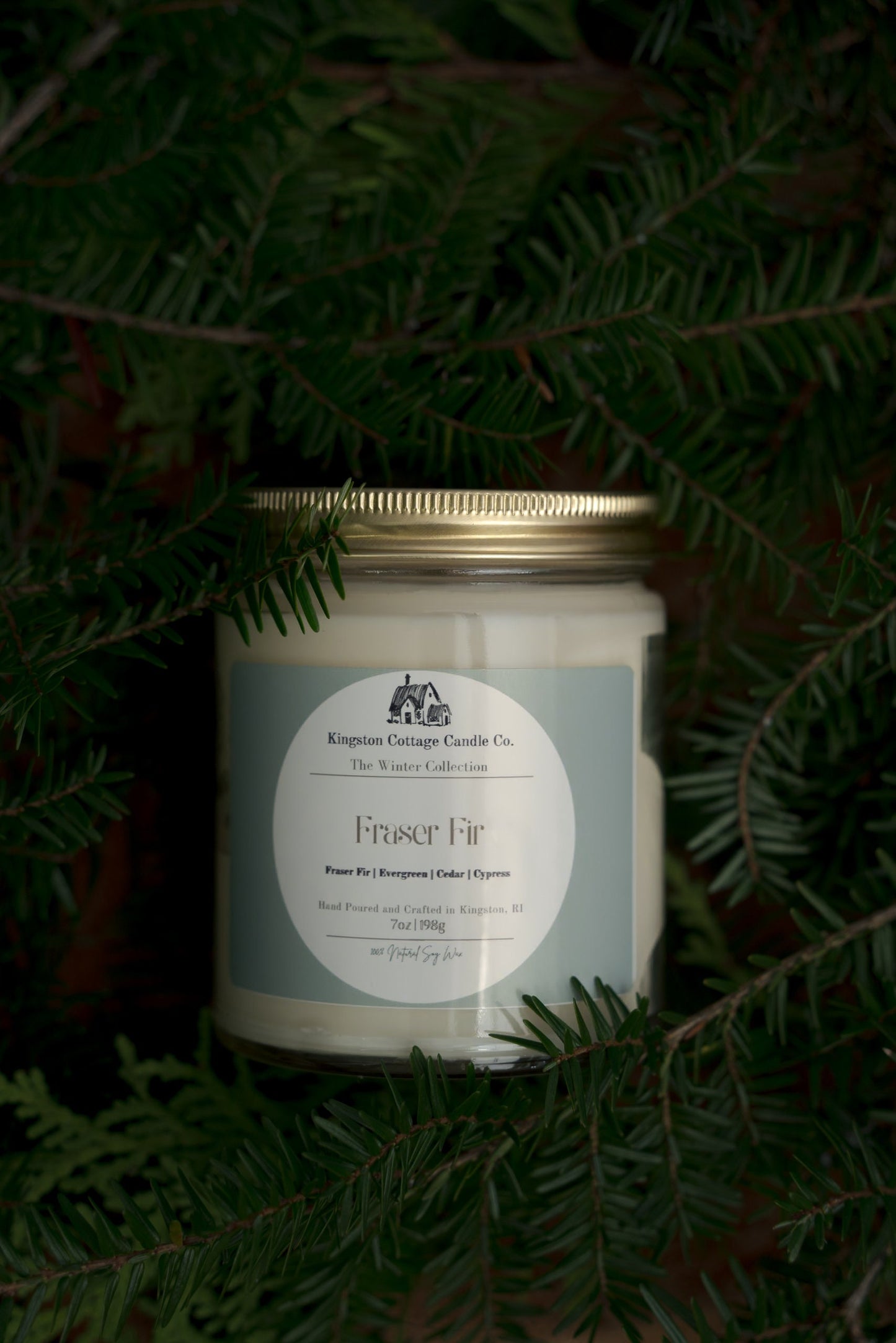 Fraser Fir Candle - Handmade Scented Soy Candle, Strong Scent Throw, spiced berry, Winter, Gift For Friend Mom Wife Coworker, Christmas