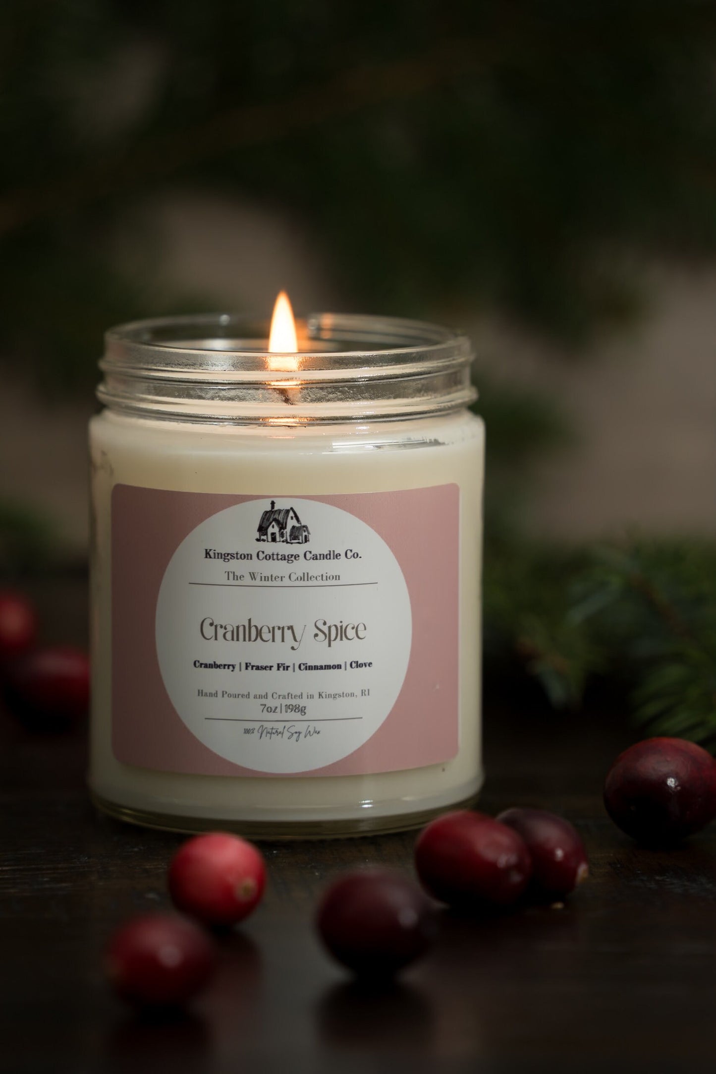 Cranberry Spice Candle - Handmade Scented Minimalist Soy Candle, Strong Scent Throw, spiced berry, Winter, Gift For Friend Mom Dad Co-Worker