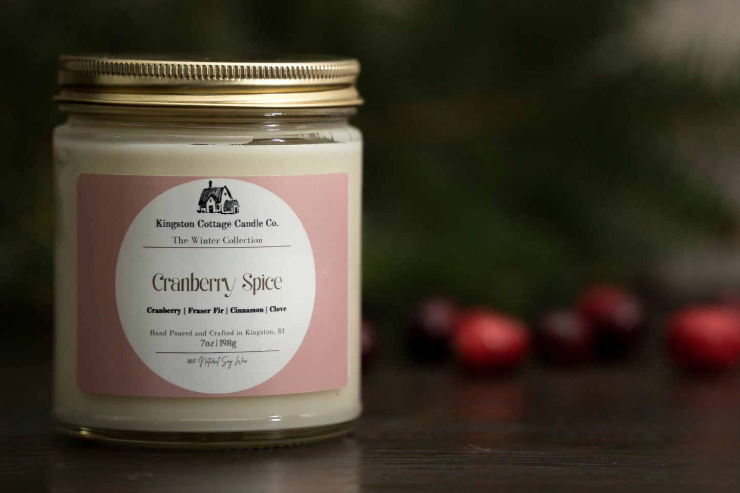 Cranberry Spice Candle - Handmade Scented Minimalist Soy Candle, Strong Scent Throw, spiced berry, Winter, Gift For Friend Mom Dad Co-Worker