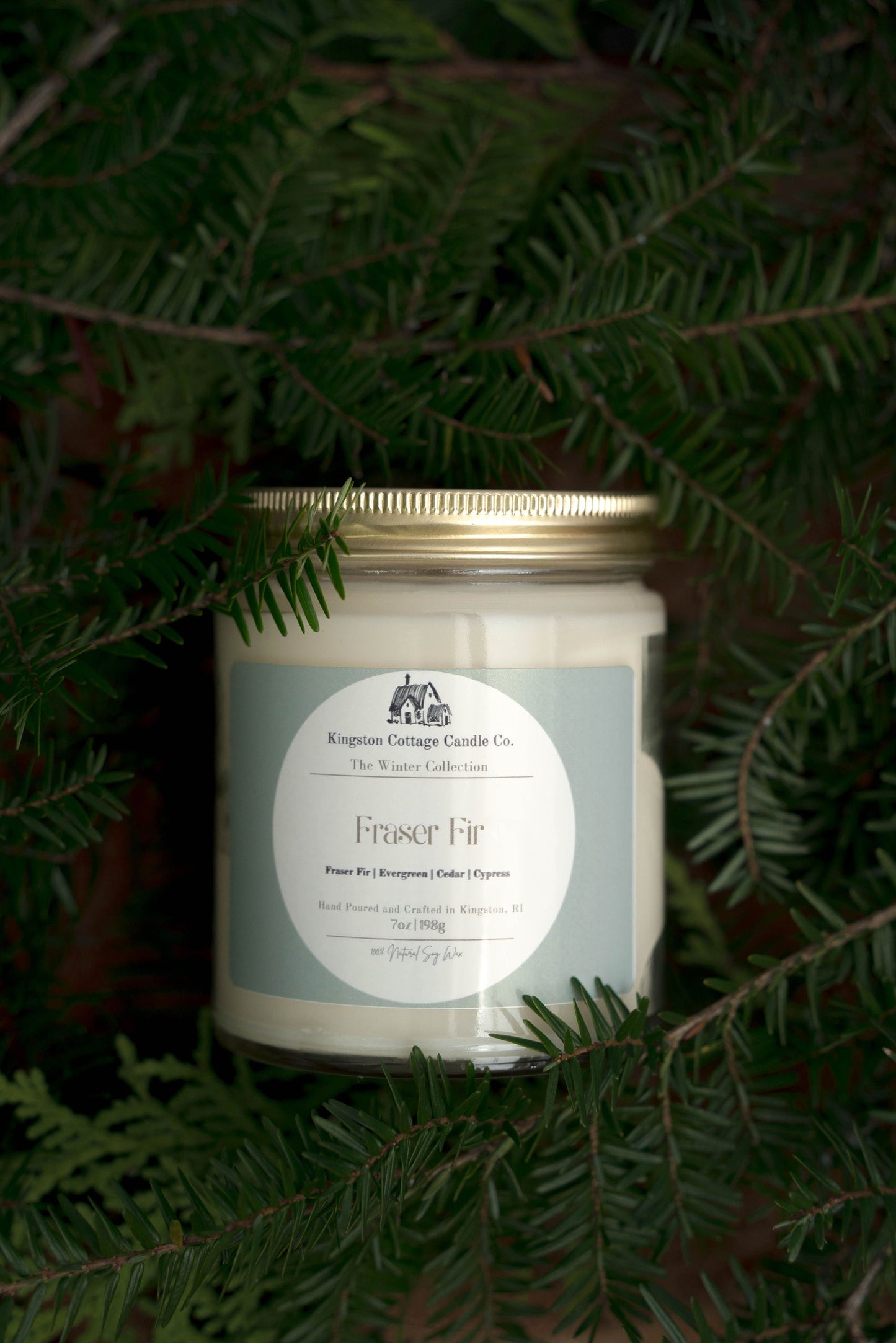 Fraser Fir Candle - Handmade Scented Soy Candle, Strong Scent Throw, spiced berry, Winter, Gift For Friend Mom Wife Coworker, Christmas