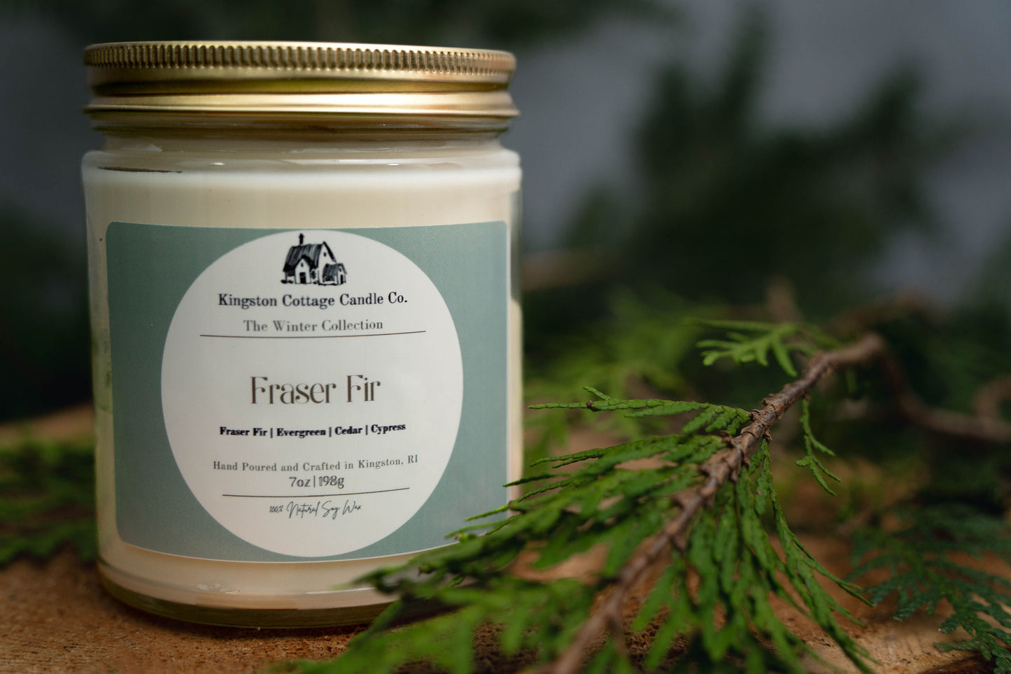 Fraser Fir Candle - Handmade Scented Soy Candle, Strong Scent Throw, spiced berry, Winter, Gift For Friend Mom Wife Coworker, Christmas