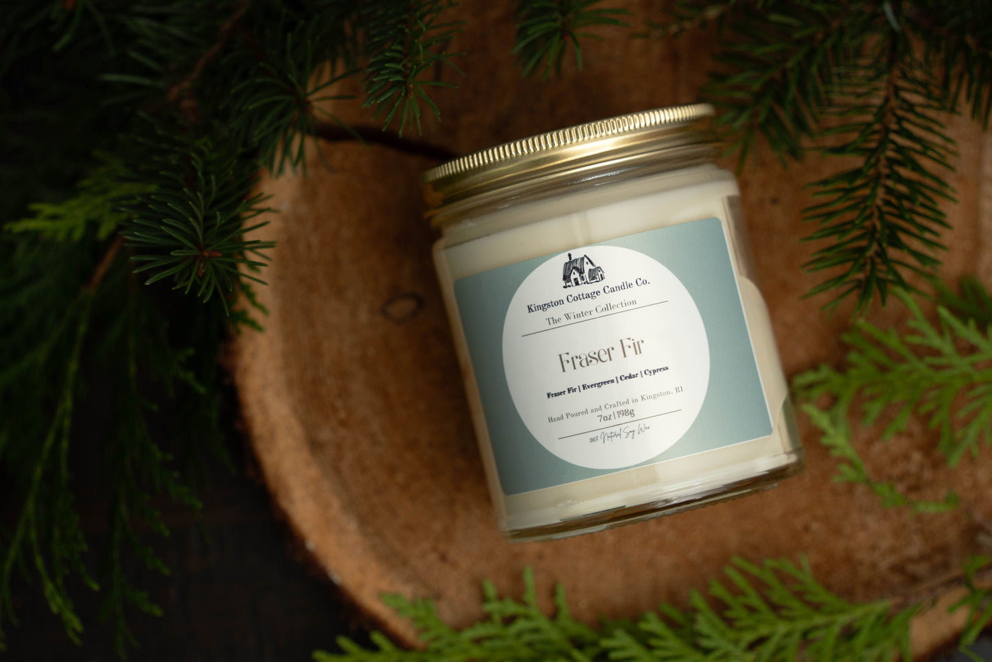 Fraser Fir Candle - Handmade Scented Soy Candle, Strong Scent Throw, spiced berry, Winter, Gift For Friend Mom Wife Coworker, Christmas