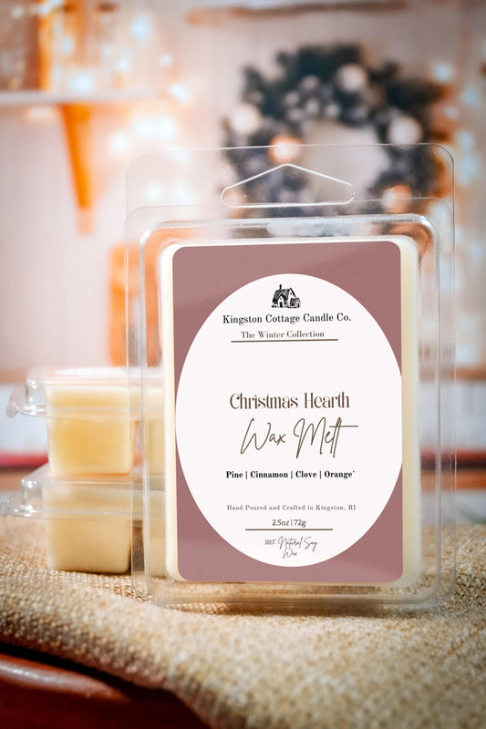 Christmas Hearth Wax Melt-Handmade Scented Minimalist Soy Wax Melt, Strong Scent Throw, Christmas, Gift For Friend Mom Dad Wife Co-Worker